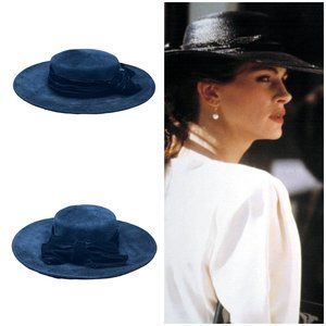 Vintage 90s‎ Plaza Suite By Betmar Women's Black Velvet Ribbon Pretty Woman Hat